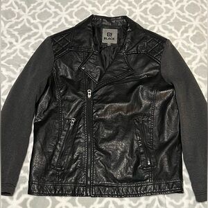 CJ BLACK faux leather jacket with cloth sleeves